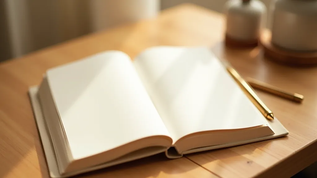 Elegantní poznámkový blok pro mindfulness s pérem a položený na neutrálním pozadí